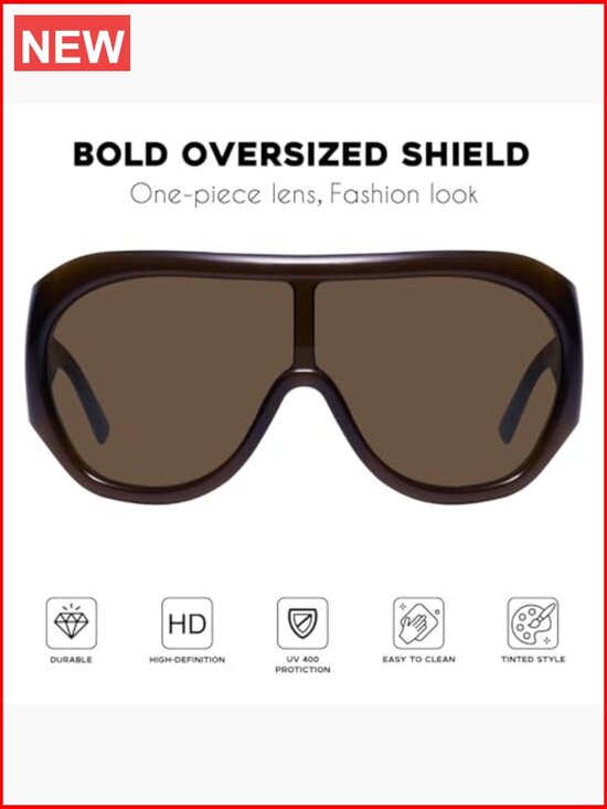 Retro Oversized Shield Sunglasses with UV400 Protection main image 4